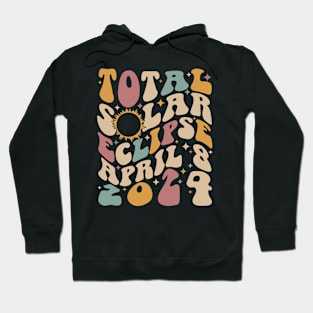 Total Solar Eclipse April 8 2024 Retro Groovy Women Kids Men Hoodie